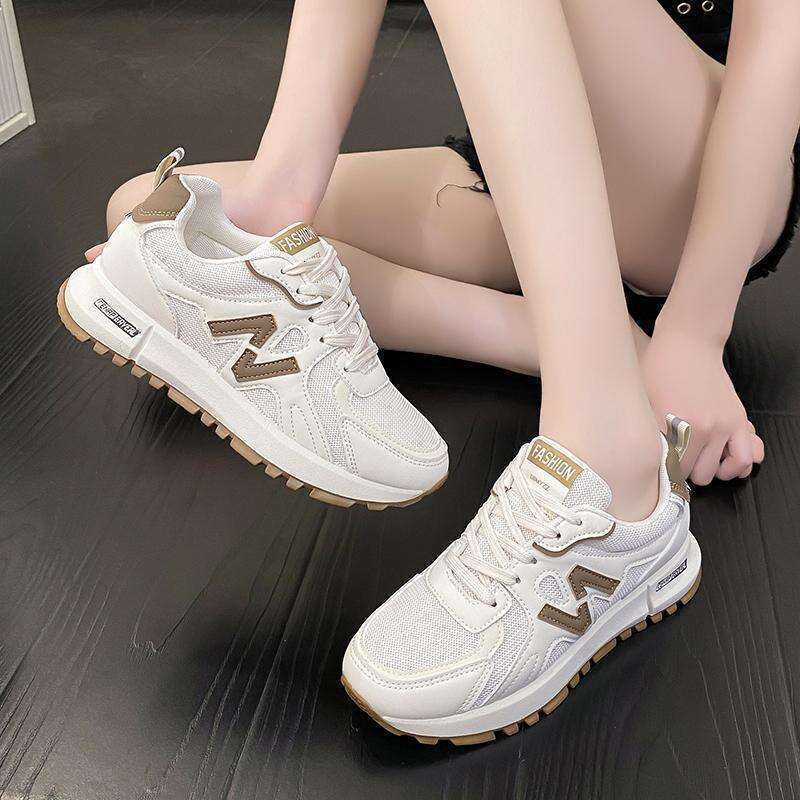 Sneakers 2025 Spring New Breathable Thick-Soled Dad Fashion Mesh Women's Casual Shoes