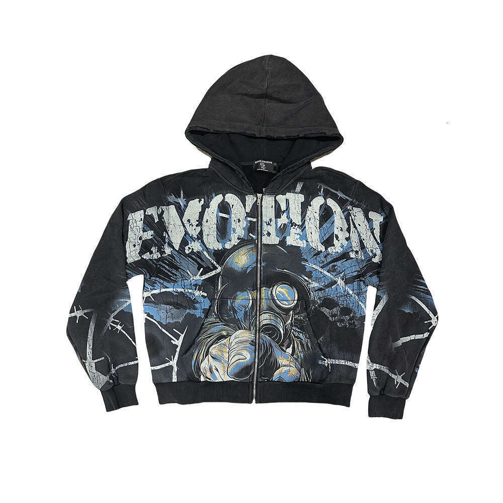 Mixed Emotions Hoodie Zip Up Hood Jacket Harajuku Y2k Clothes Mens Gothic Punk Print Graphic Hoodies Designer Mixedemotion Angels Sweatshirt Cardigan Coat