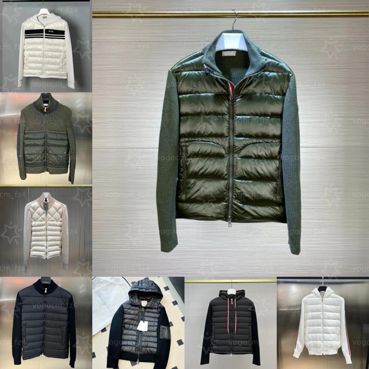 Designer Women Down Parkas Mens Embroidered Badge Stand Collar Knitted Splice Sweater Lightweight Down Jacket Sweater Puffer Jacket Fluffy C