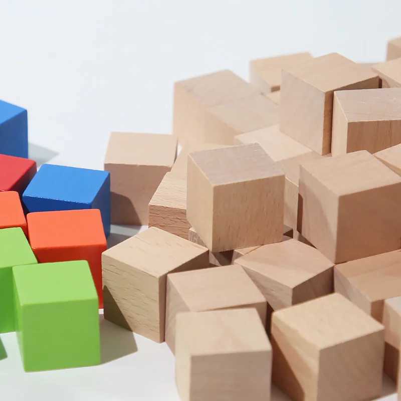 50100pcs Colorful Cubes Wooden Building Blocks Stacking Up Square Wood Toy Baby Shape Color Learning Toys for Children C250916