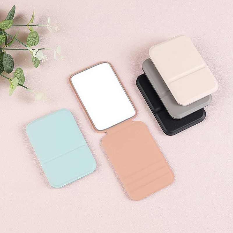 1pc Mini Folding Makeup Mirror Highquality Portable Pocket Makeup Mirror Singleside Creative Women Solid Color Handle Desk C250916