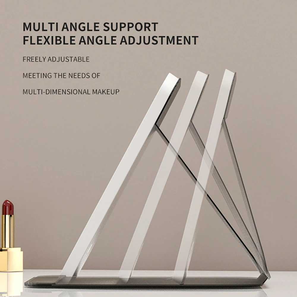 3 Colors Dimmable LED Makeup Mirror with Touch Screen Fold Cosmetic Makeup Mirror Rechargeable Tabletop for Travel Home Use C250916