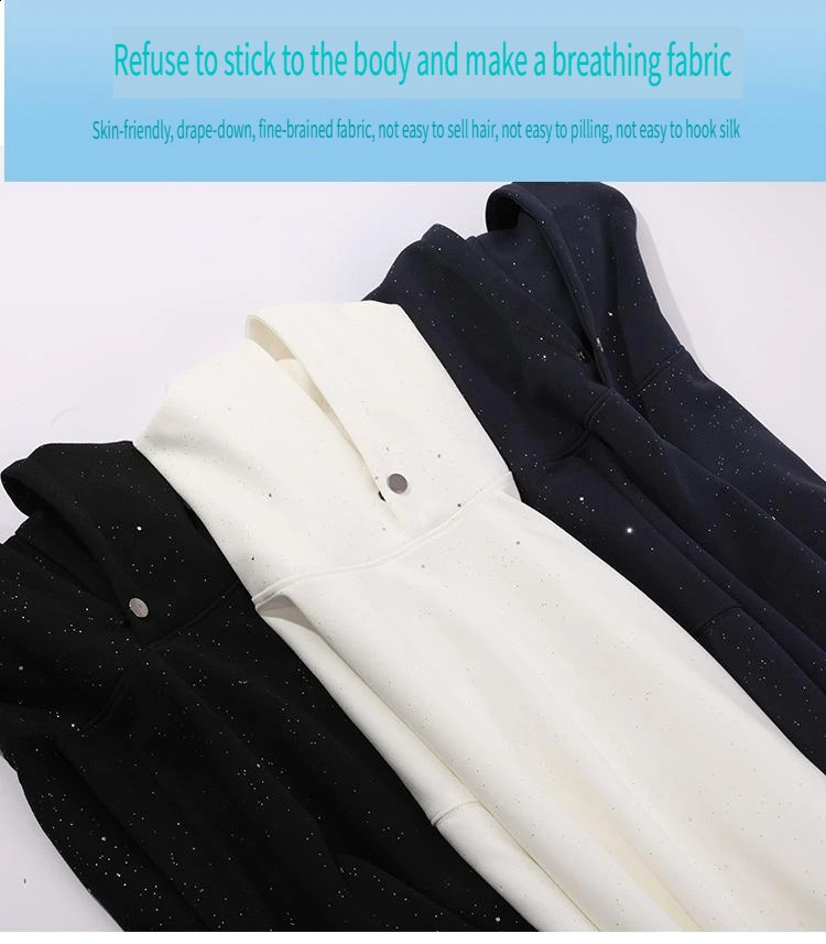Unisex Glitter Hoodie Cotton Oversized Streetwear Pullover Sweatshirt Top Quality Casual Sparkle Hooded Jumper 250915