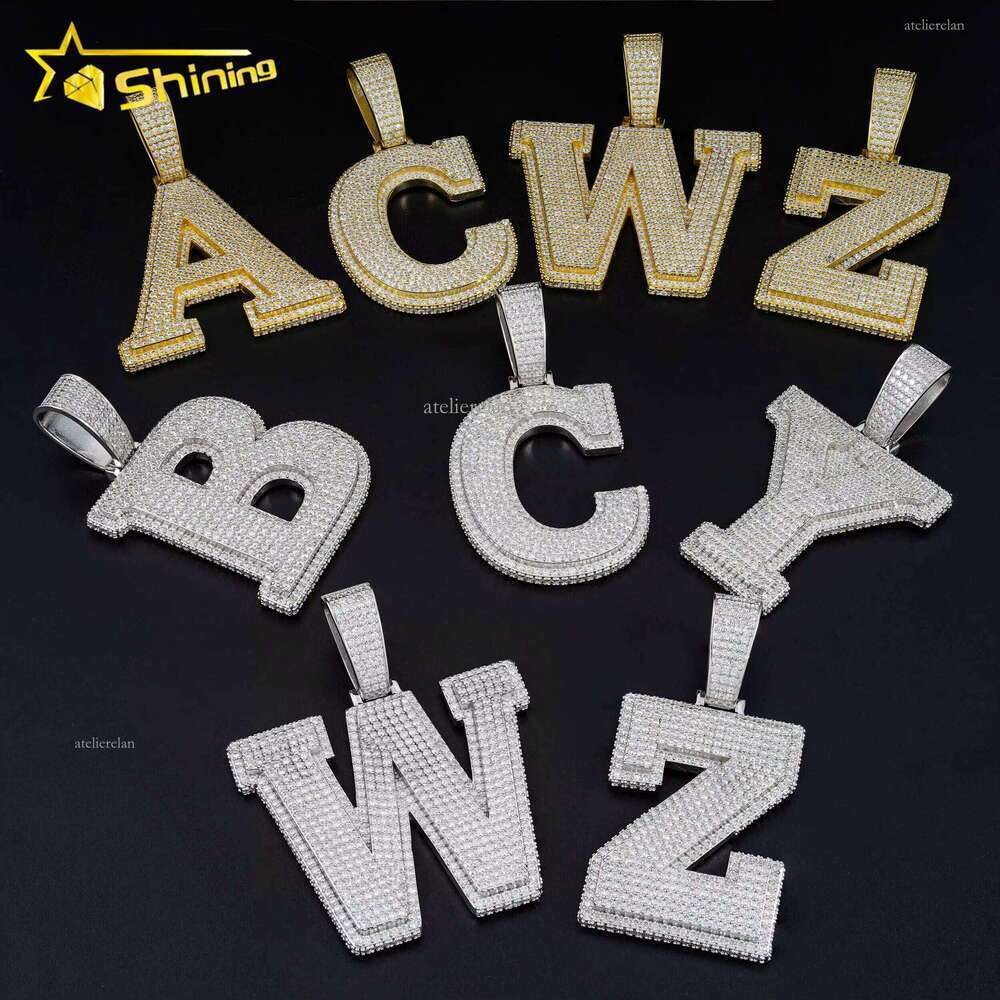 High Quality Pearlescent Sier Full Ice Letter D Moissanite Hip Hop Men's Pendant