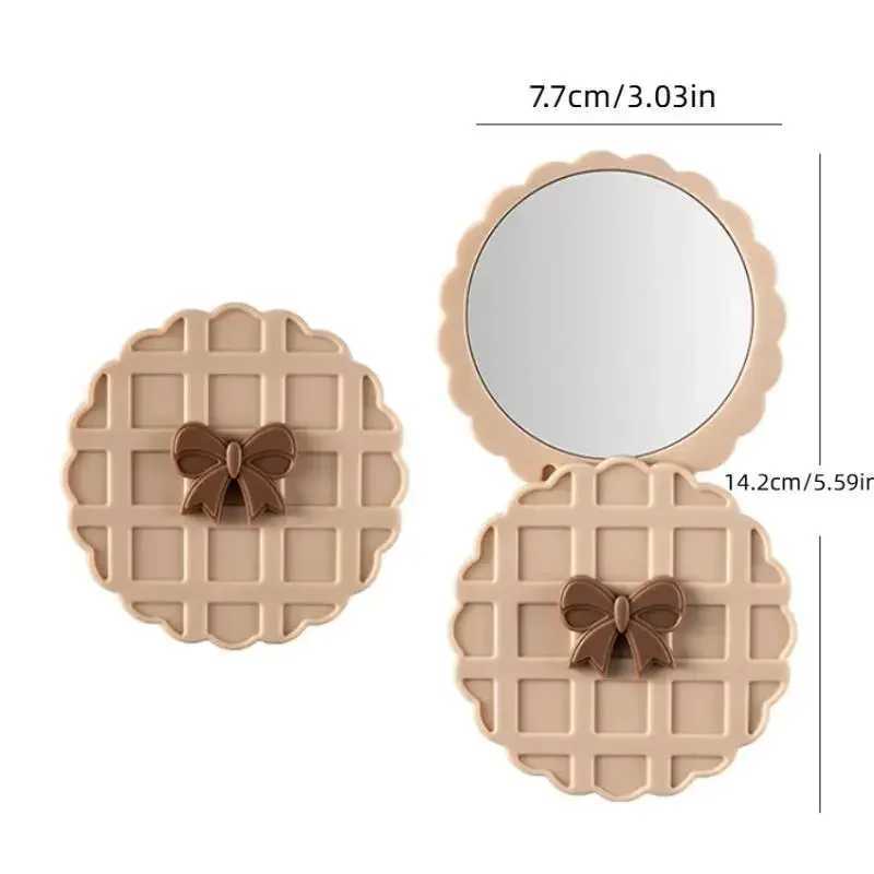 1PCS Waffle Shape Slide DoubleSided Makeup Mirror Portable Compact Pocket Hand Personalized Beauty Cosmetic Party Favor Mirror C250916