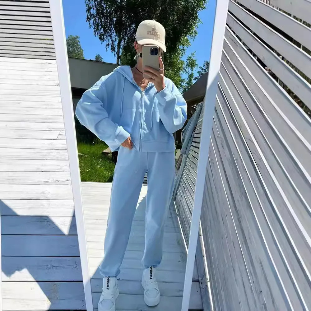Two Piece Sets Pant Set Tracksuit Jogger Women Y2k Sweatshirts Autumn Winter Sports Elastic Waist Streetwear Pants Matching Sets 250916