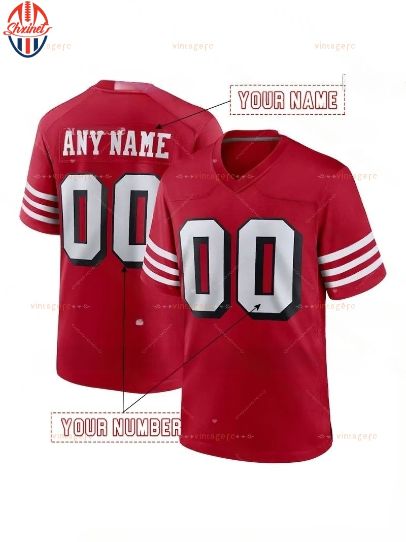 Mens Custom Football 2025 Rivalries Jersey Brock Purdy George Kittle Fred Warner Christian McCaffrey Jones Deommodore LenoirCompetitive version jersey