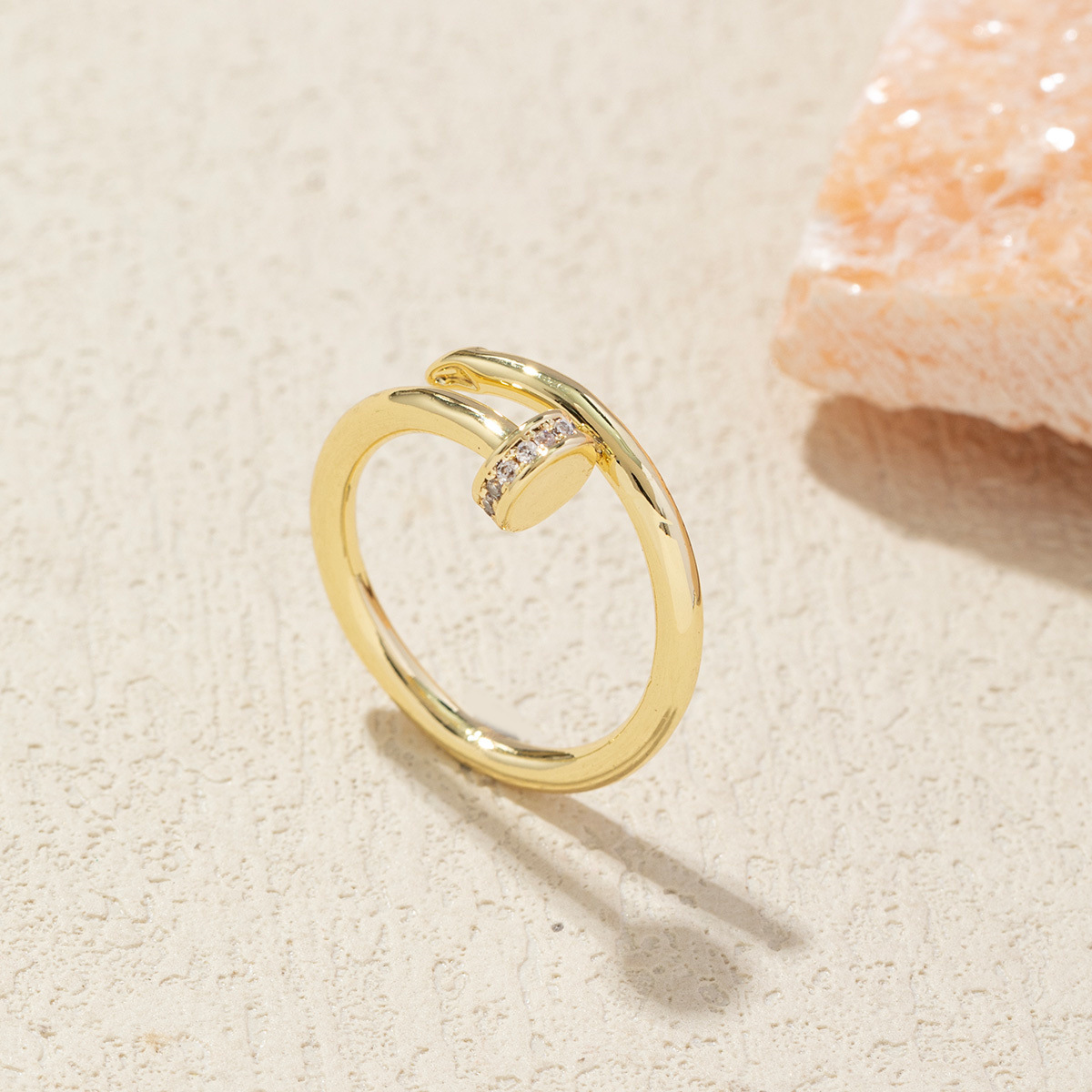 Gold-Toned Crisscross Ring With Rhinestone Detail Delicate Daily & Elegant Jewelry Gift For Her High-Quality And Stylish Accessory