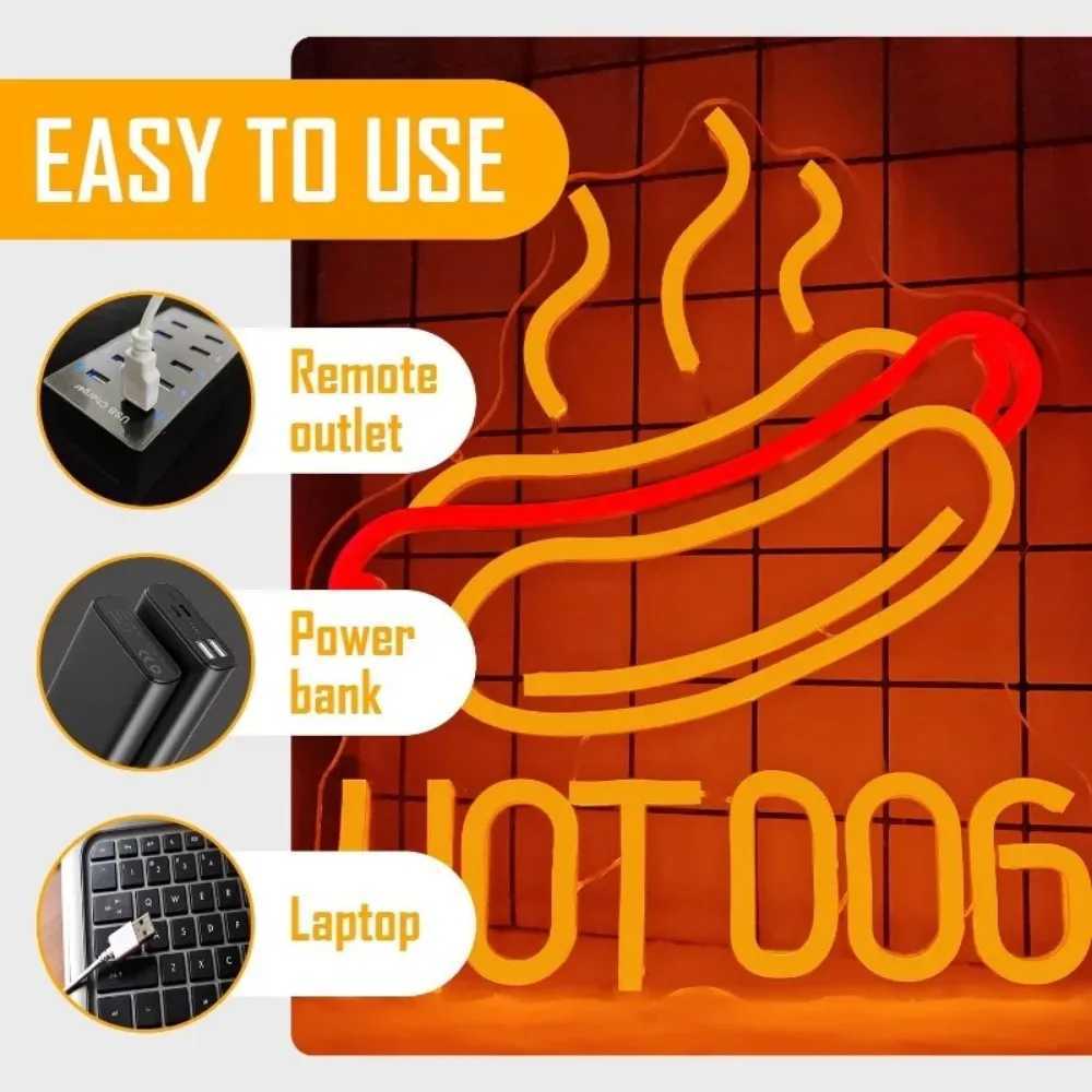 Hamburger Neon Hot Dogs Neon Pizza Burger Shop DecorHamburg LED Neon Restaurant Kitchen Shop Party Wall Decoration Y250916