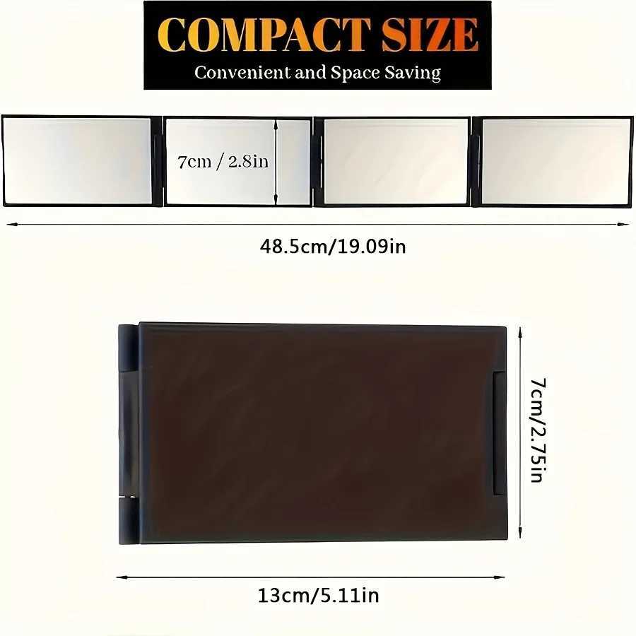 1pc Fourfold makeup mirror Multiangle handheld design suitable for selfcutting hair and allround daily beauty care C250916