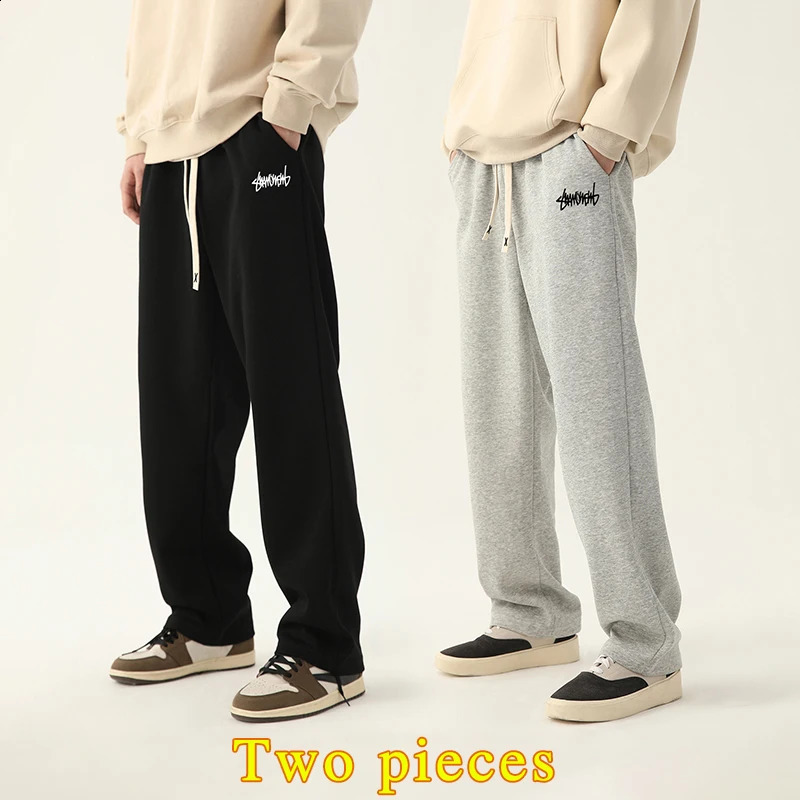 Mens Graphic Drawstring Waist Sweatpants Regular Fit Casual Pocket Straight Leg Pants for Daily Wear Mens Bottoms for Season 250916