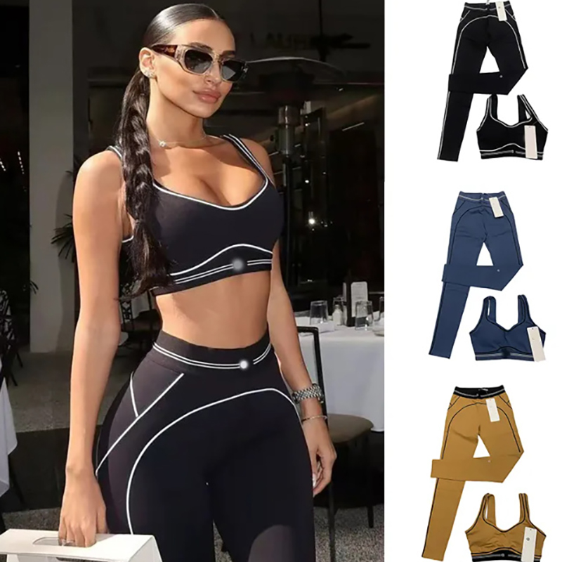Womens Tracksuits Two Pieces Set Summer New Yoga Set Sports Tank Top High Waist Hip Lifting Compression Fitness Set