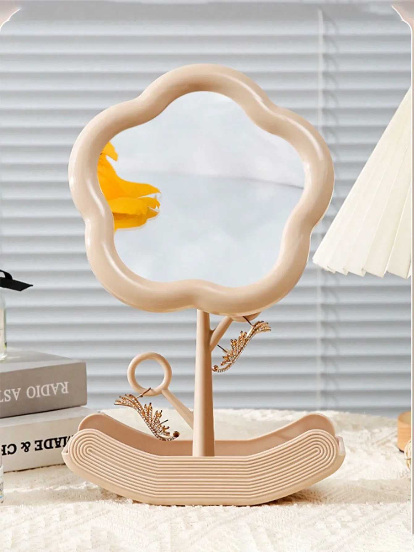 1pc Charm Enhancer Flower Makeup Mirror Rotating Desktop Makeup Mirror Portable Student Dormitory Storage Mirror Birthday C250916