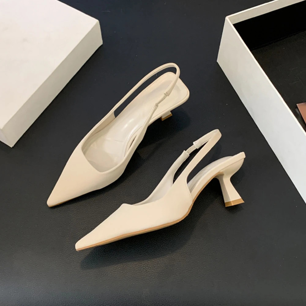 Womens Slingback Kitten Heels Sandals Closed Pointed Toe Stiletto Comfortable Women Pumps Prom Party Evening Dress Shoes 250915