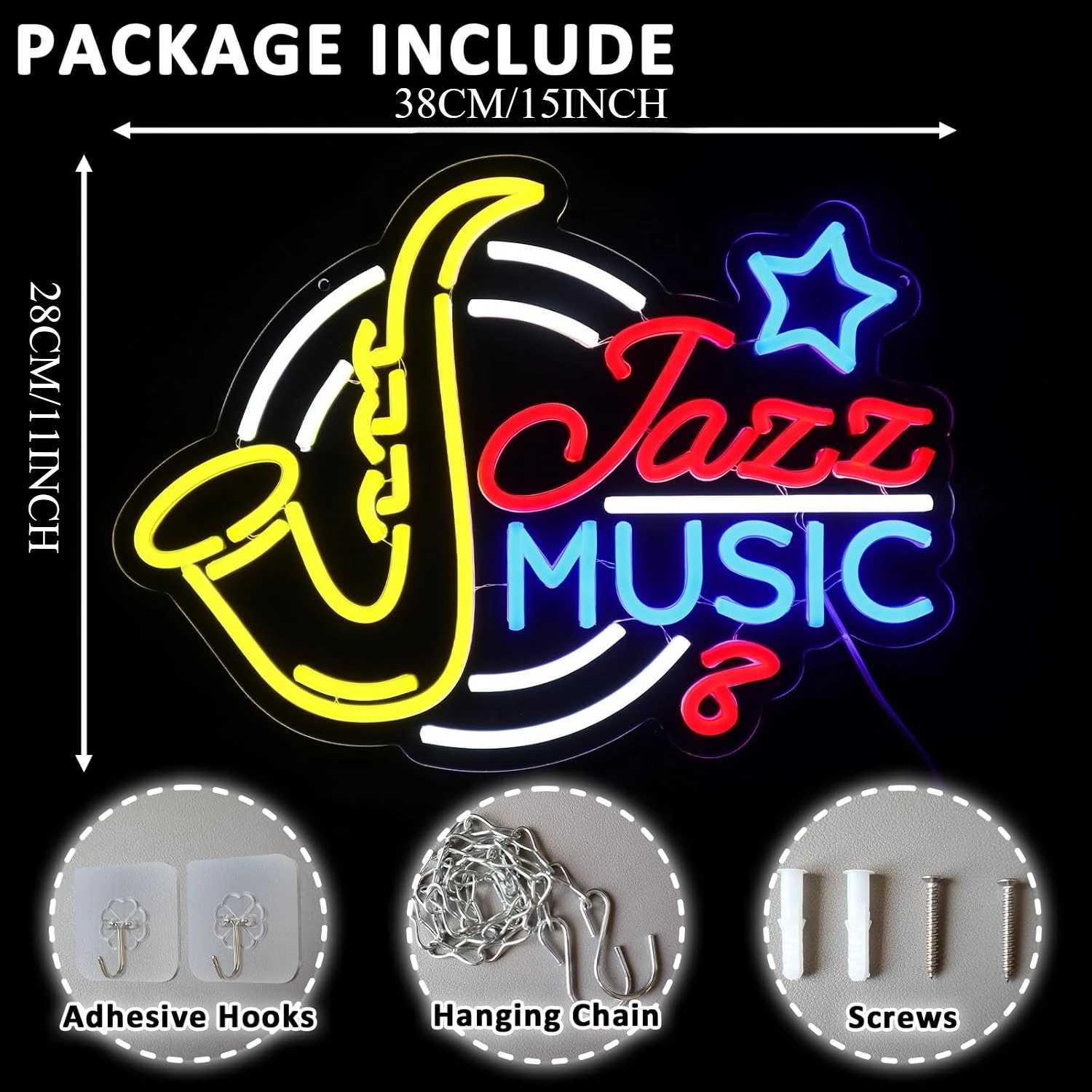 Jazz Music Neon Sign USB Dimmable LED Neon Light for Recording Room Show Bar Man Cave Club Party Retro Home Decoration Gift Y250916