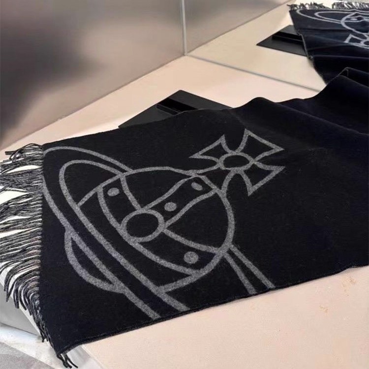 Designer Fashion Dowager Grand Scarf for Women Autumn Winter Wool Shawl Saturn Embroidery 1ed