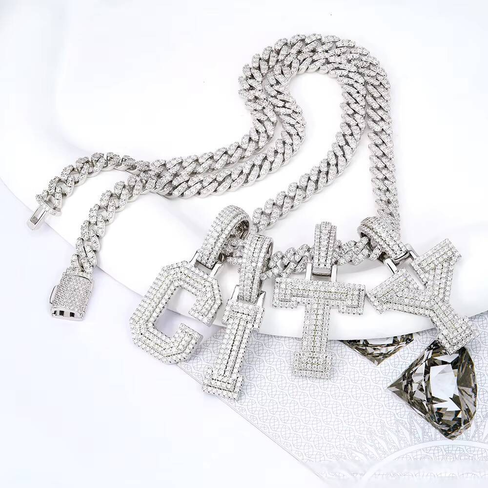 Letter Necklace S925 Sterling Silver Alphabet Necklaces Trendy Custom Name Necklace Personalized Pendant Moissanite Letters