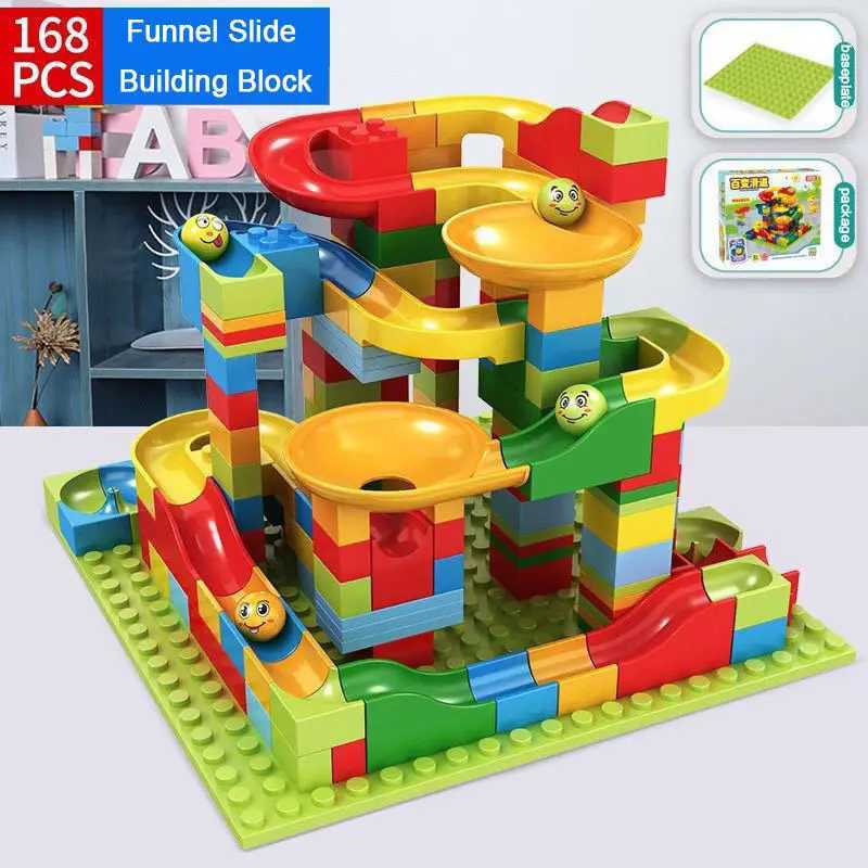 Childrens Puzzle Marble Race Run Blocks Maze Toys DIY City Building Blocks Funnel Toys ParentChild Interaction Blocks Toys C250916
