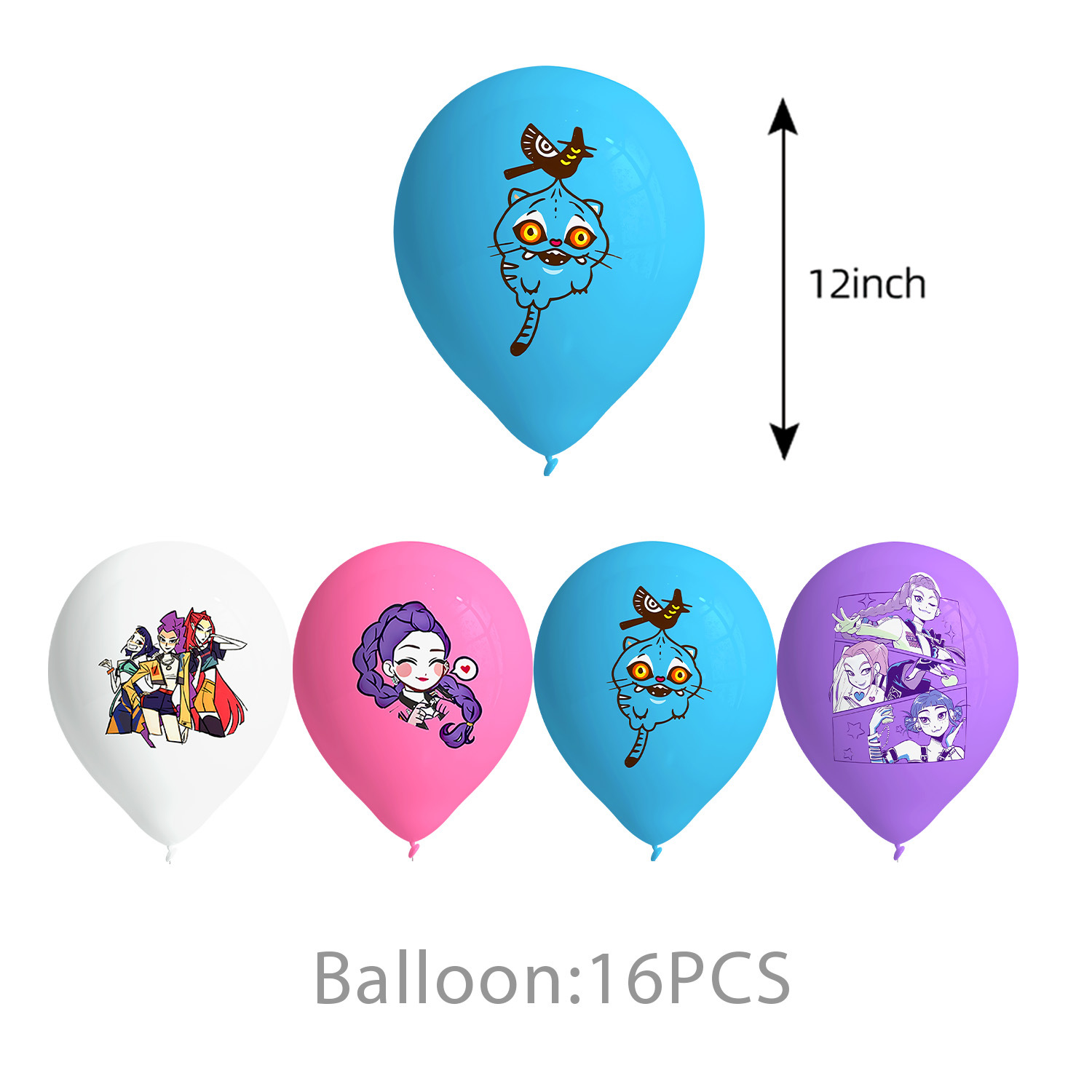 KPop Girl Demon Hunter Birthday Party Decorations Purple Disposable Tableware Anime Pink Balloons Backdrop Banner Cake Toppers Decor
