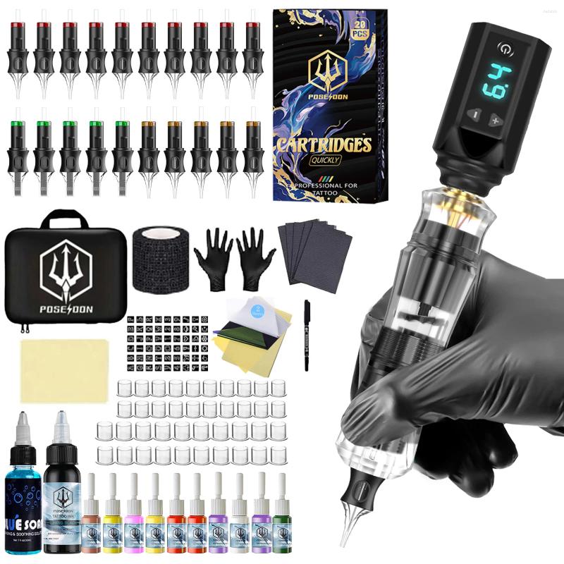 Tattoo Guns Kits Kit POSEIDON V5 Pen For Permanent Makeup Machine Transparently Power Supply