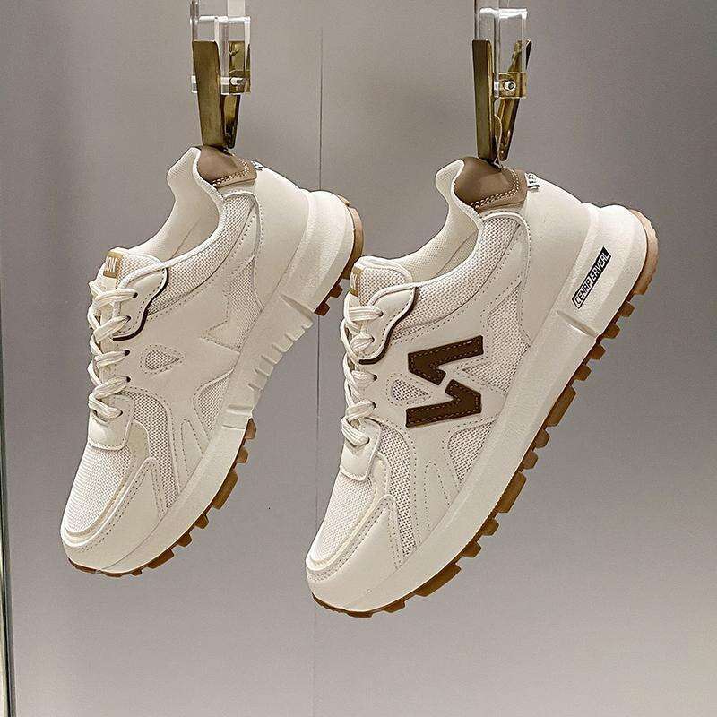 Sneakers 2025 Spring New Breathable Thick-Soled Dad Fashion Mesh Women's Casual Shoes