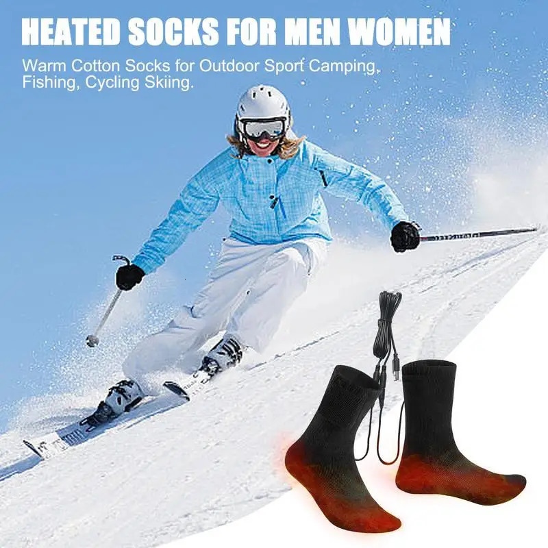 Winter Heated Socks USB Thermal Stockings 5V Long Warmth StockingHeating Foot Warmer Electric Socks Warm Sock Cycling Ski 250915