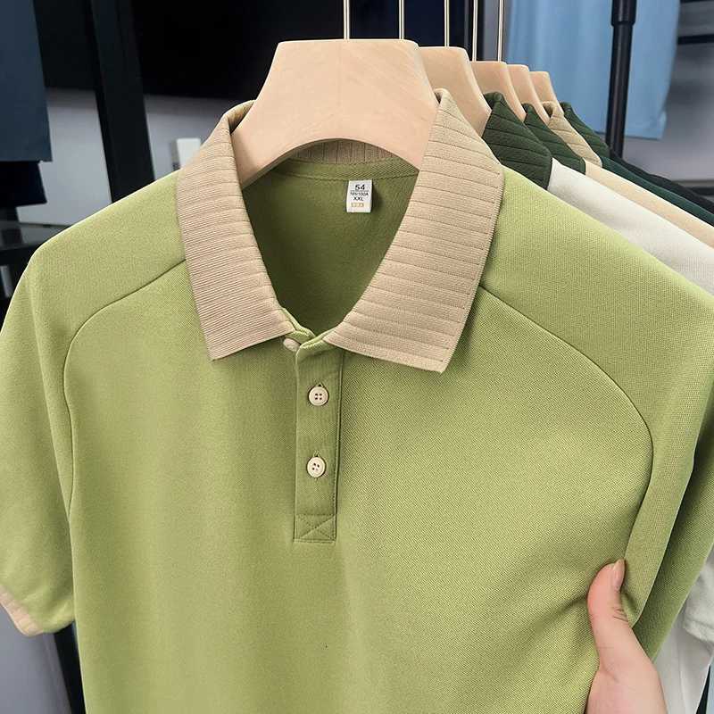 Summer New Men Polo Shirt High End Color Blocking Lapel Short Sleeved TShirt Lronless Versatile Sports Commuter Mens Wear Top W250916