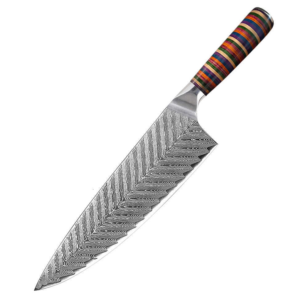 VG10 Damascus steel chef's knife set for home use in Chinese kitchen. Includes multiple knives for slicing meat. X241102