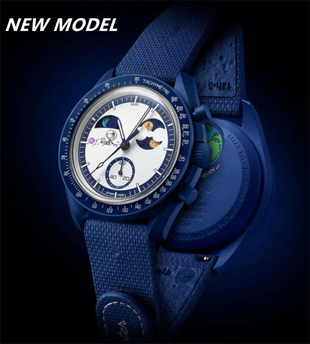 2025 NEW 1965 Bioceramic Planet Moon Mens Watches Full Function Quartz Chronograph Watch Mission To Mercury NEPTUNE 42mm Nylon Luxury Watch Wristwatches with Box
