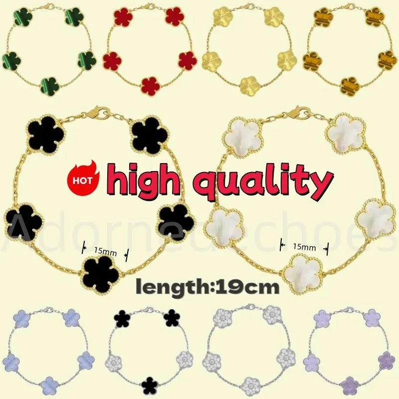 New pattern luxury clover four designer fashion charm bracelets for girls women 18K gold silver black white red green brand bracelet wedding party jewelry a6625
