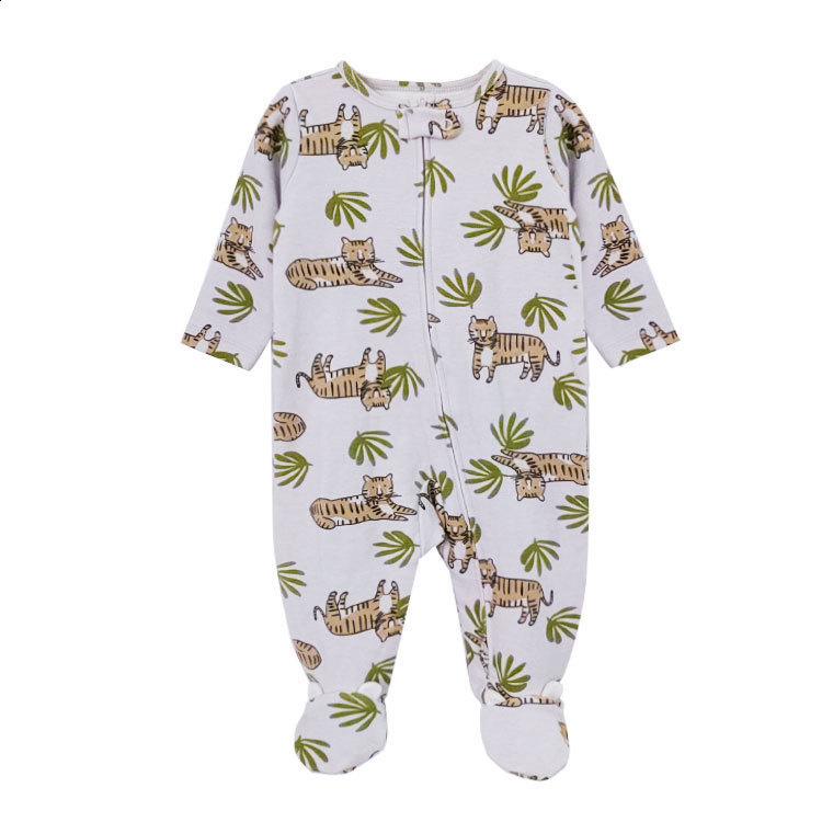 print bamboo fiber baby long sleeve. Baby pajamas two-way zipper 0-2 years romper. 250108