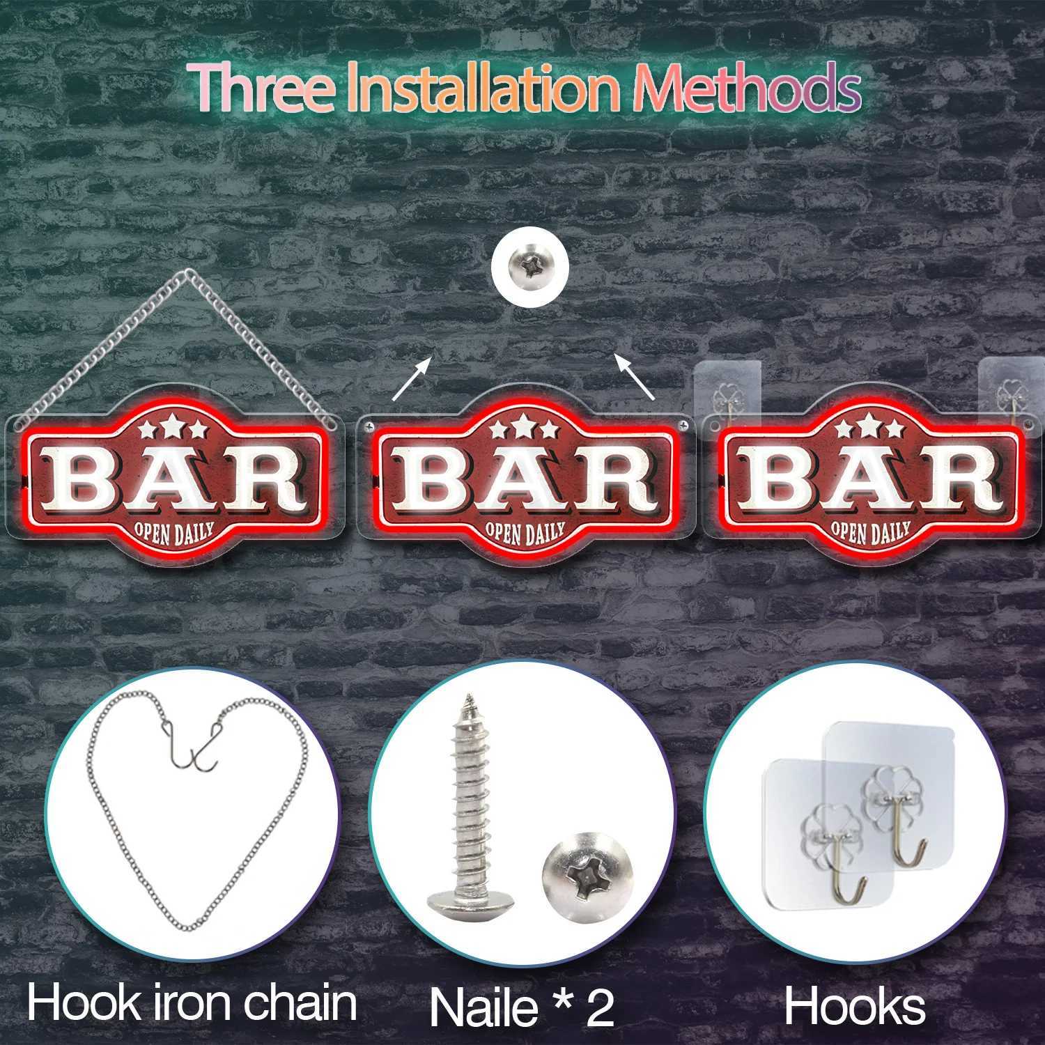 1 bar open LED neon sign retro wall decoration suitable for mens holes game rooms arcade or home bars Y250916