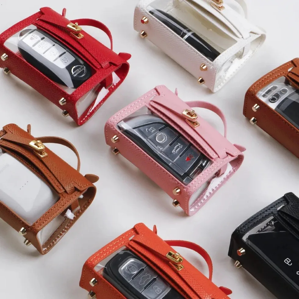 Bestseller Mini Clear Leather Storage Bag Keychain Wallet For Car Key Perfume Lipstick Coin Earphone Case for Apple Box With Chain ddmytues ddmytues