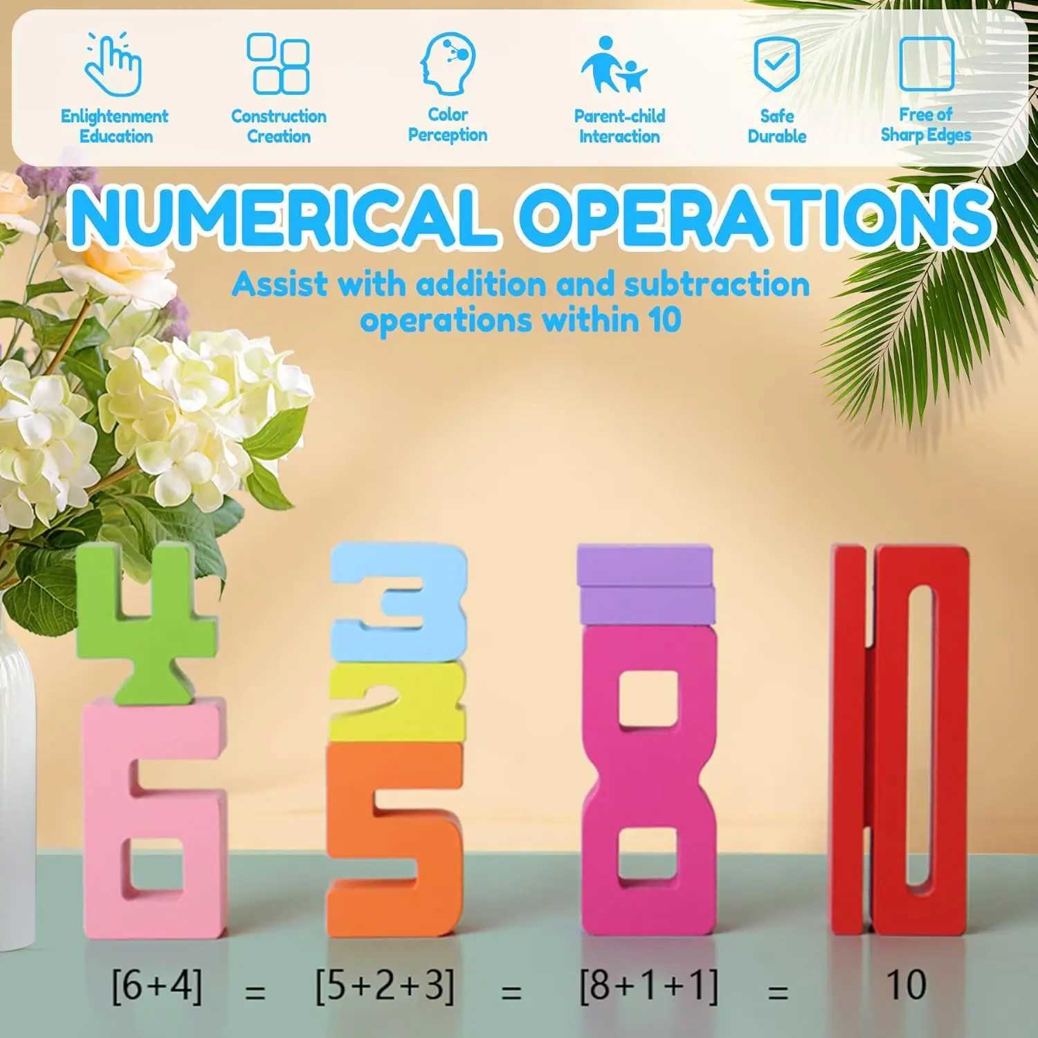 Wooden Number Building Blocks Montessori Number Stacking Blocks Puzzle Balance Competition Toy Educational Gift for Toddler C250916