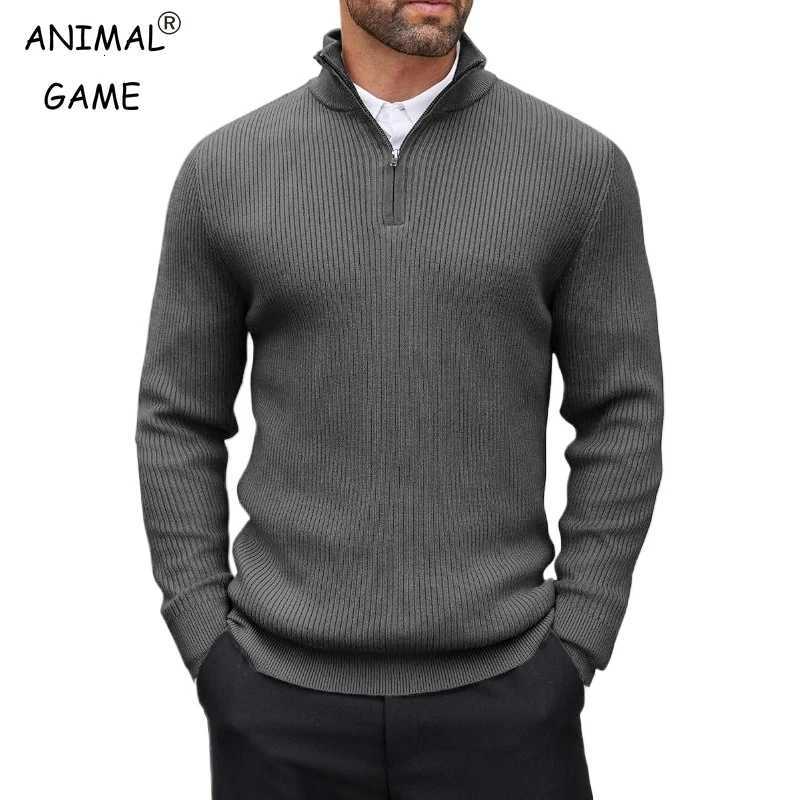 Mens Quarter Zip Pullover Sweater Mock Neck Casual Ribbed Knit Pullover Fall Lightweight Polo Sweaters Winter Warm Outwear Z250916