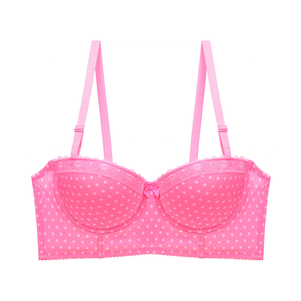 Women Girl Classic Polka Dot Black White Bra Top Underwire Lace Floral Padded Bras