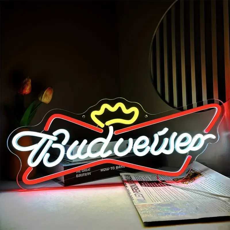 Bright LED neon sign lights clearance Budweiser wine decoration cyberpunk game room garage gift party creativity Y250916