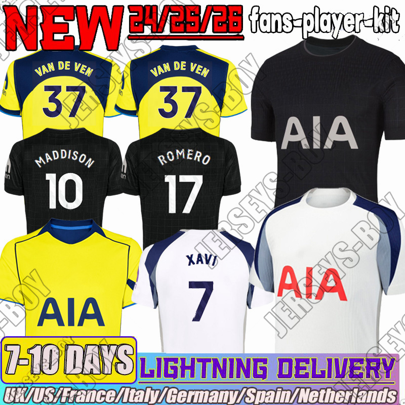 Soccer Jerseys SOLANKE SON MADDISON KULUSEVSKI RICHARLISON ROMERO VAN DE VEN BISSOUMA 2025 mens kit kids tottenhamjersey 25 26