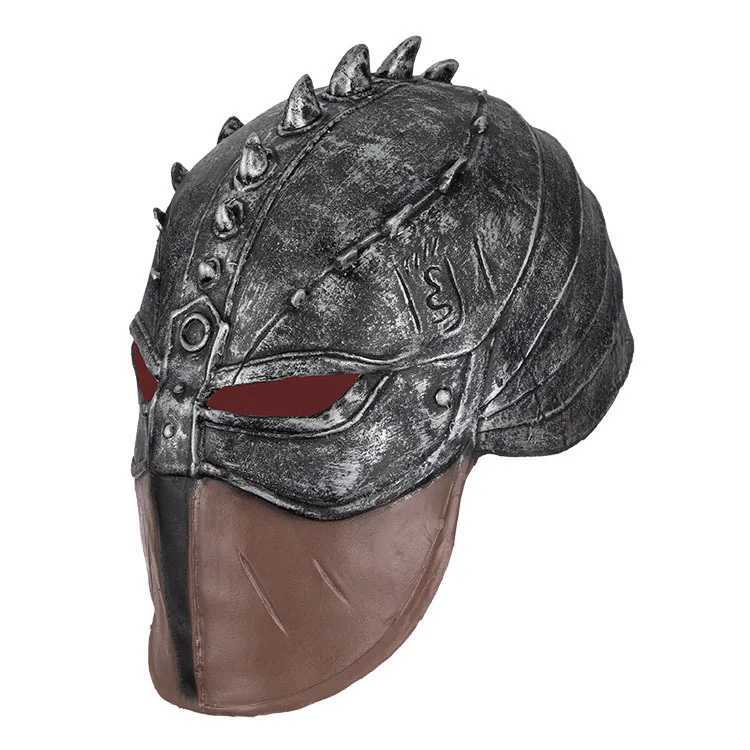 Masquerade Masks Hiccup Cosplay Helmet Spartan Warrior Hat Medieval Roman Soldier Full Head Latex Mask Halloween Party MaskXJ250916
