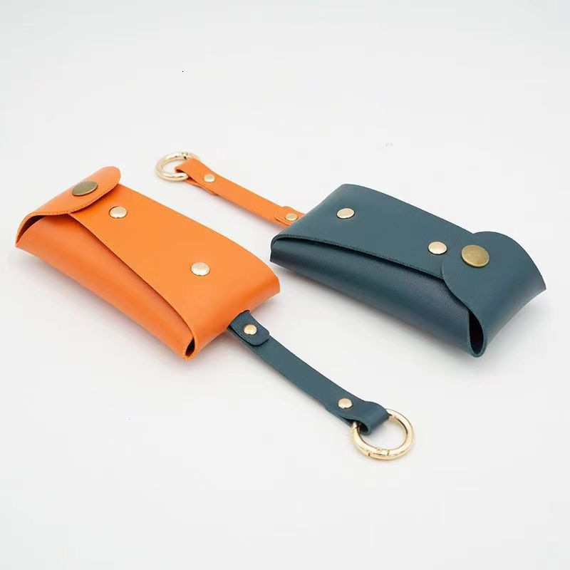 2025 Korean Version New Style Color-Block Leather Keychain Key Bag with Buckle Car Keychain Key Bag Coin Purse ddmytues