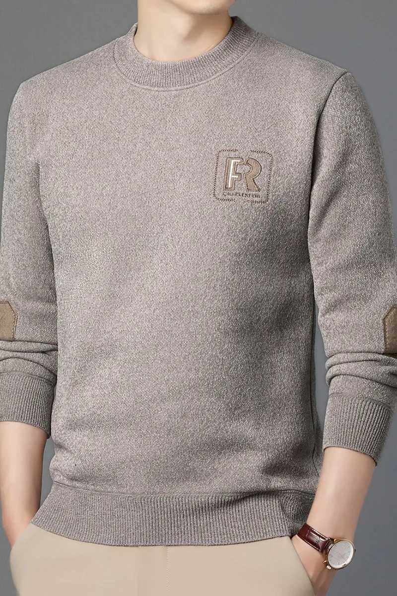 Mens Oneck Pullover Thickened Warm Sweater Brand Long sleeve Autumn Winter Leisure Embroidery Splicing Design Top Men Clothing Z250916