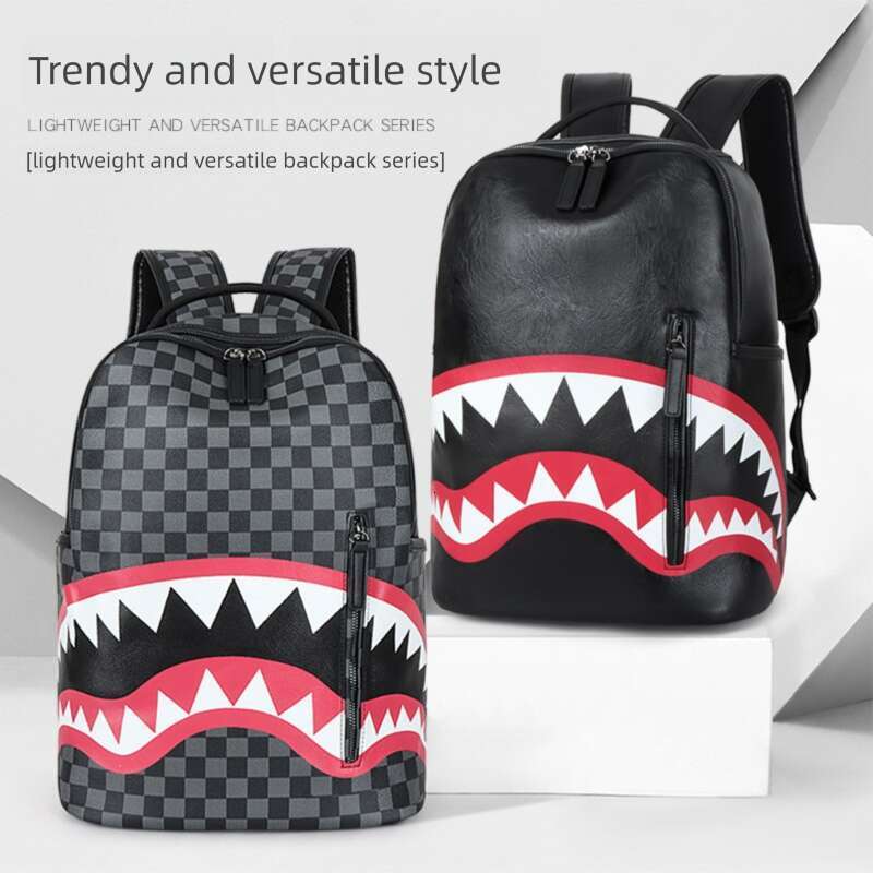 Travel Fashion Shark Tooth Pattern Fashion Backpack for Students, Schools, Large Capacity Street Trendy Shark Bag, Ideal for Daily Commuting and Leisu
