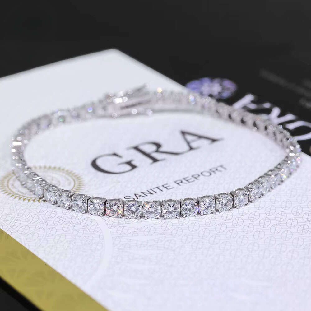 Designer style2/3/4/5mm VVS Moissanite Bracelet Sterling Sier Tennis Chain Men and Women Jewelry