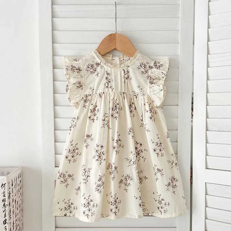 Fashion Flowers Kids Clothing Baby Girls Dress Flying Sleeve Ruffles Cotton Backless Newborn Infant Princess Dress Party Dresses C250916