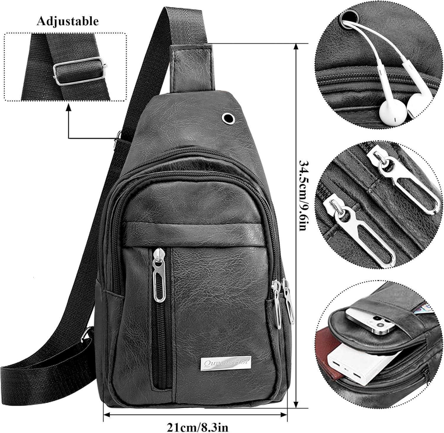 QuneusHot 2Pcs Sling Bags for Crossbody Small Leather Backpack Anti Theft Casual Chest Bag Travel Hiking for Men Women Z259016