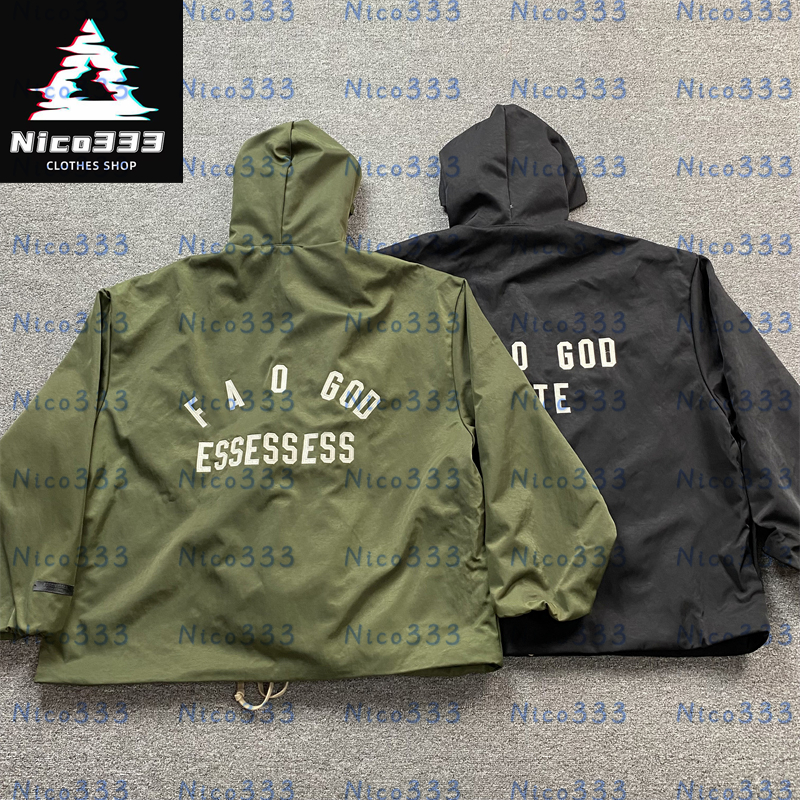FOG Embroidered letters patch Letters black and green loose loose hundred street men and women casual windbreaker jacket