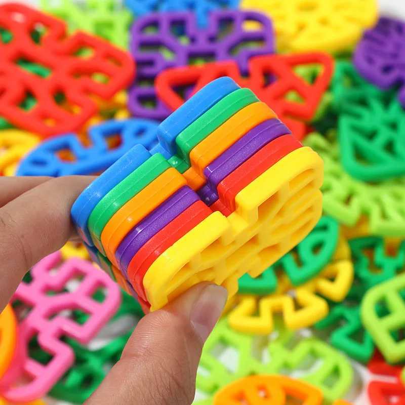 60PCS Geometric Snowflake Plastic Building Blocks Creative STEM Interlocking Toys For Kids Kindergarten Classroom Supplies C250916