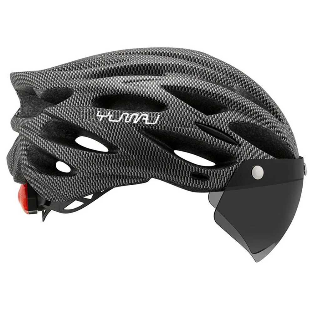 YM Ultralight Helmet Road MTB Helmet Intergrallymolded with Removable Visor Goggles Bike Taillight Helmet YUMAJ26 NEW J250916