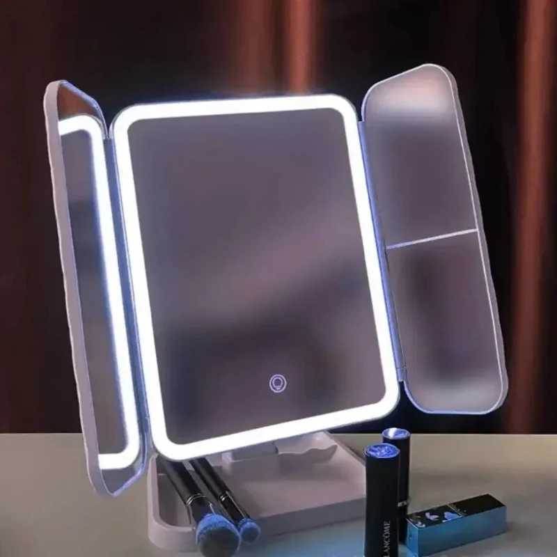 LED Lighted Vanity Mirror Makeup Mirror Lamp3 Color Lighting ModesTouch Screen 3X Magnification Adjustable Brightness C250916