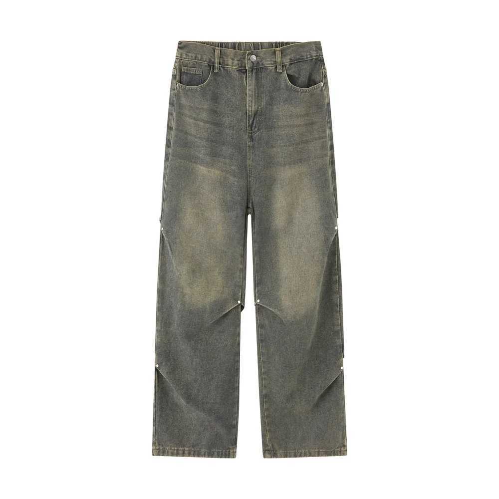 High Street Floorlength Baggy Jeans Mens Wideleg Casual Denim Trousers Men Korean Streetwear Loose Straightleg Jean TrousersZ250917